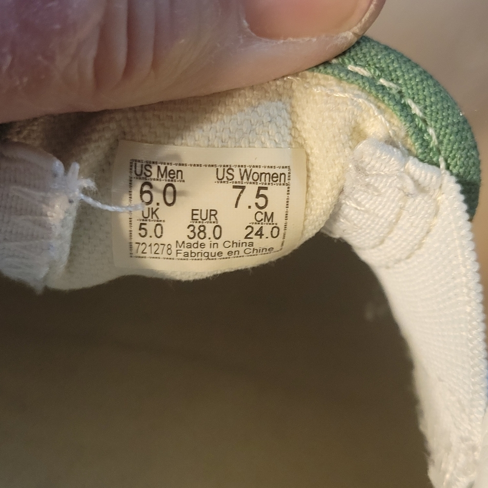 Vans Classic Slip-On Checkerboard – Green & White – Mens 6 / Womens 7.5 - Picture 7 of 7